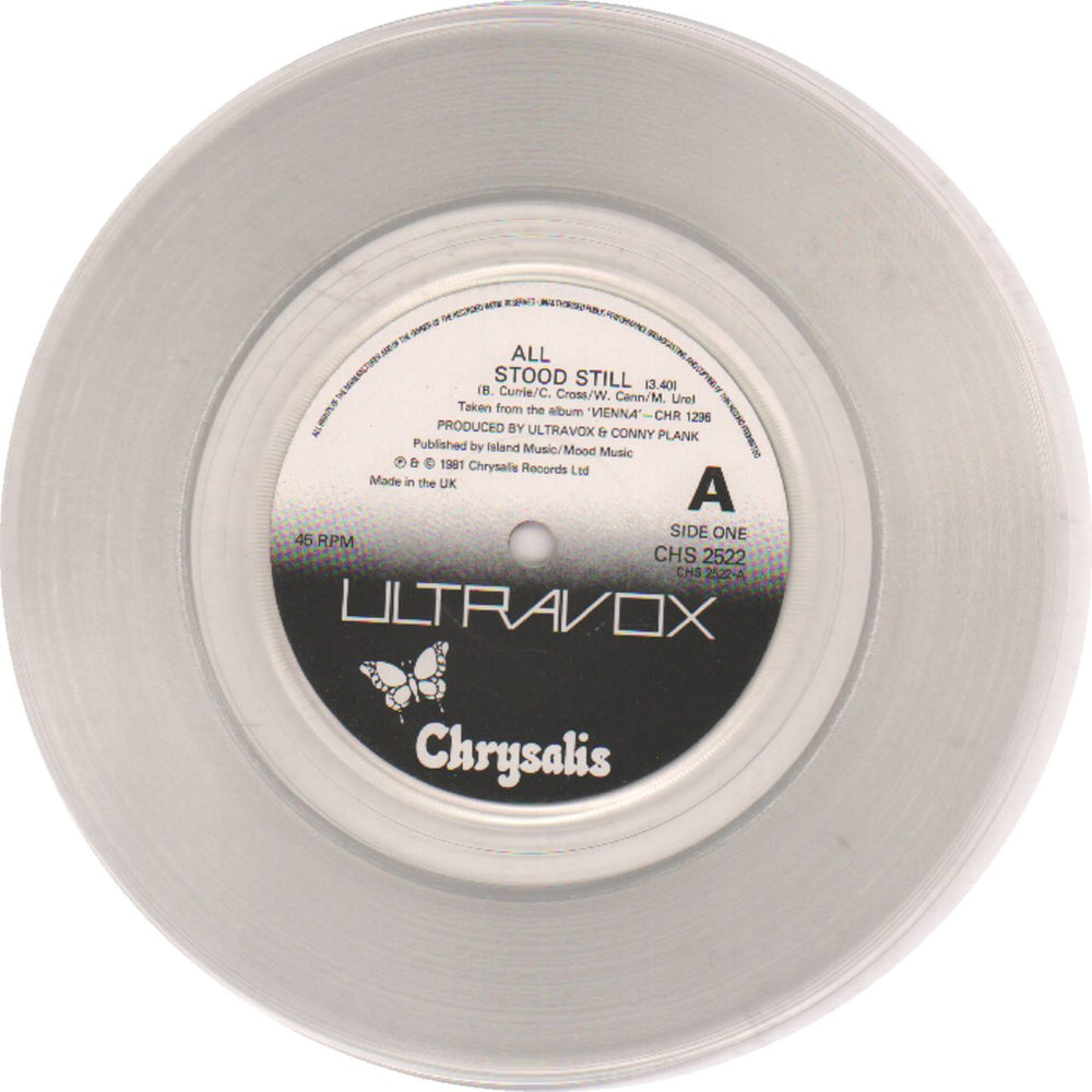 Ultravox All Stood Still - Clear Vinyl UK 7" vinyl single (7 inch record / 45) VOX07AL36563