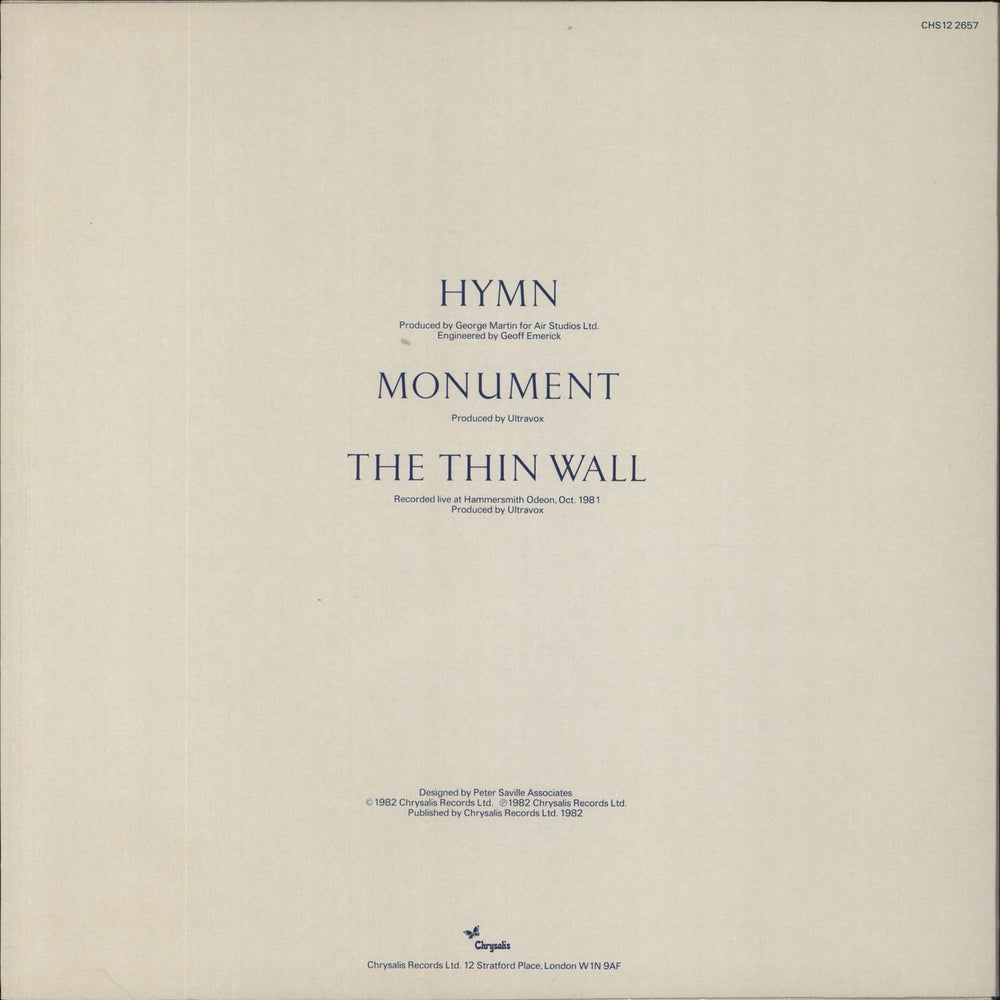 Ultravox Hymn + picture sleeve UK 12" vinyl single (12 inch record / Maxi-single)