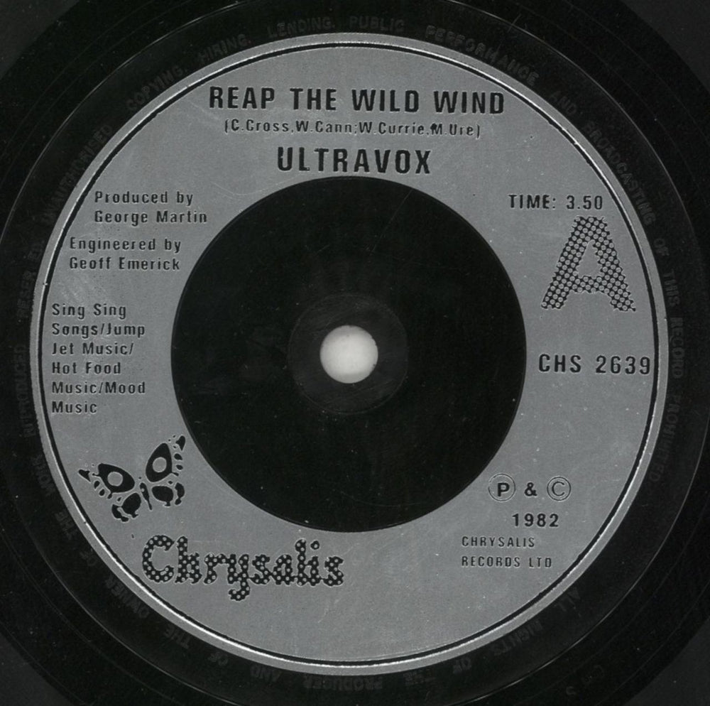 Ultravox Reap The Wild Wind - Injection UK 7" vinyl single (7 inch record / 45) VOX07RE554187