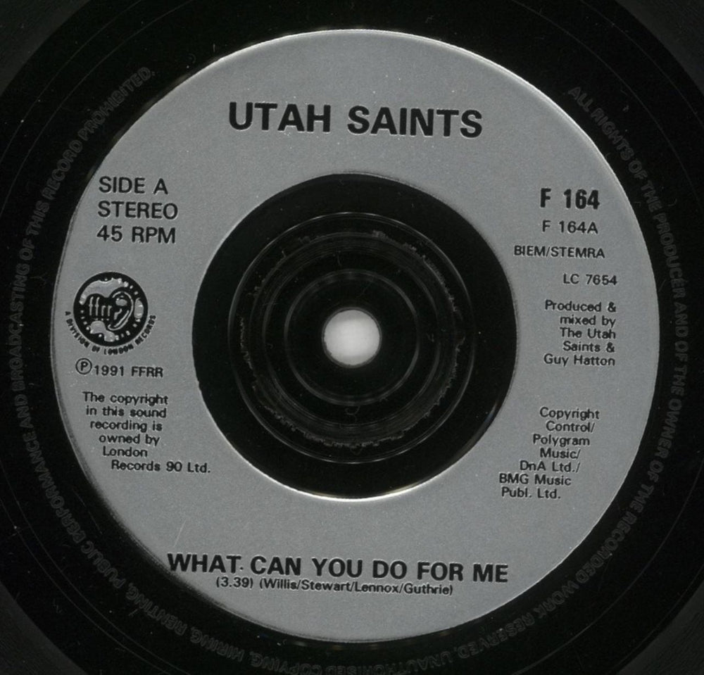 Utah Saints What Can You Do For Me UK 7" vinyl single (7 inch record / 45) UTA07WH735810
