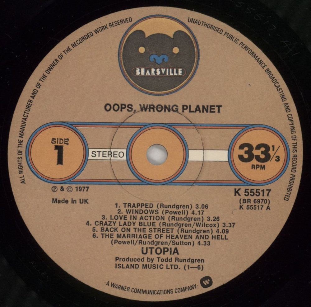 Utopia (US) Oops! Wrong Planet UK vinyl LP album (LP record) UTOLPOO417795