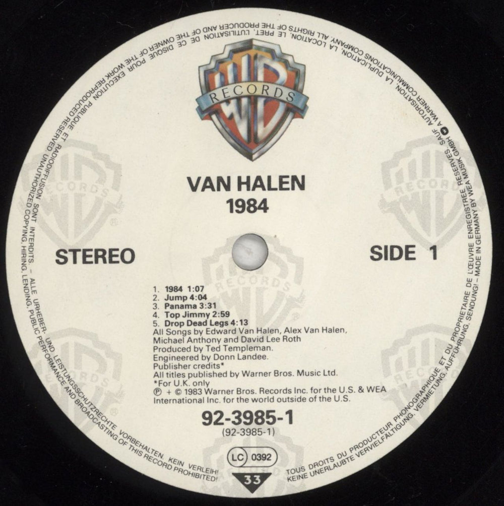 Van Halen MCMLXXXIV German vinyl LP album (LP record) VNHLPMC636366