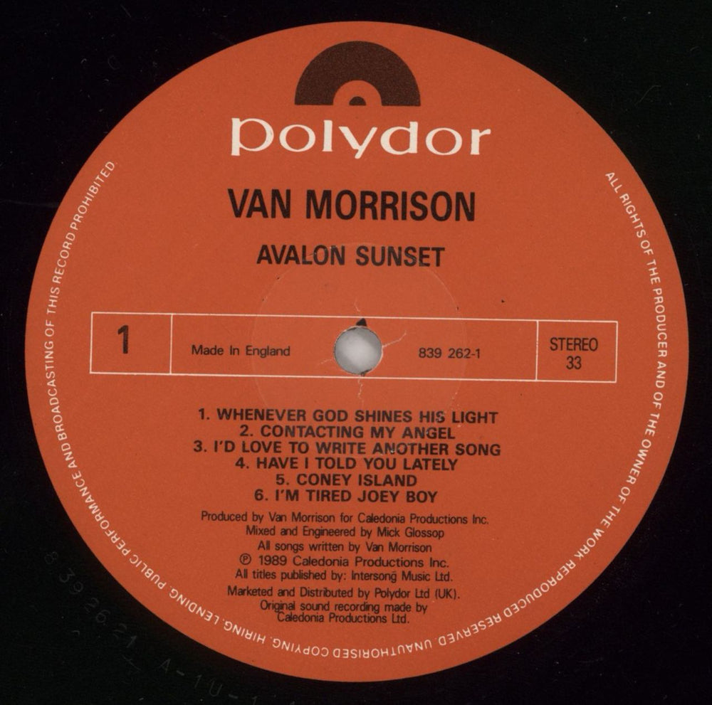 Van Morrison Avalon Sunset UK vinyl LP album (LP record) VMOLPAV601230
