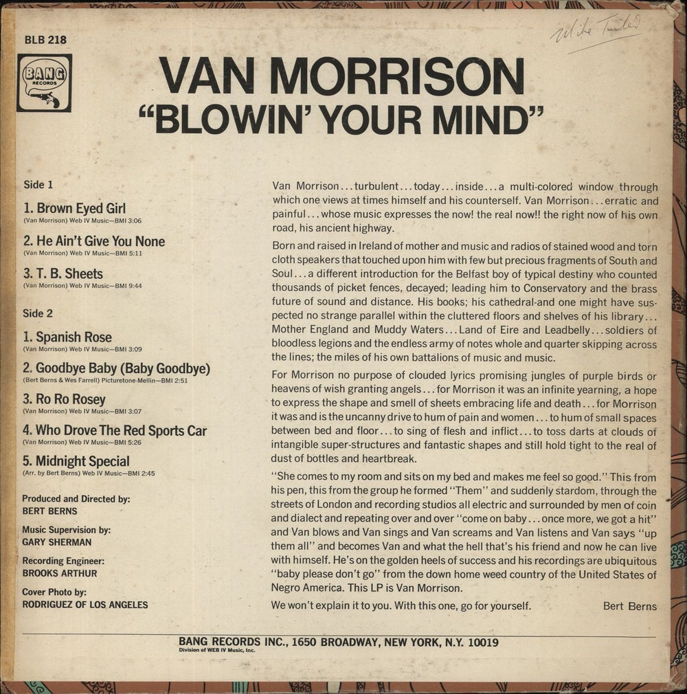 Van Morrison Blowin' Your Mind - Uncensored - EX US vinyl LP album (LP record)