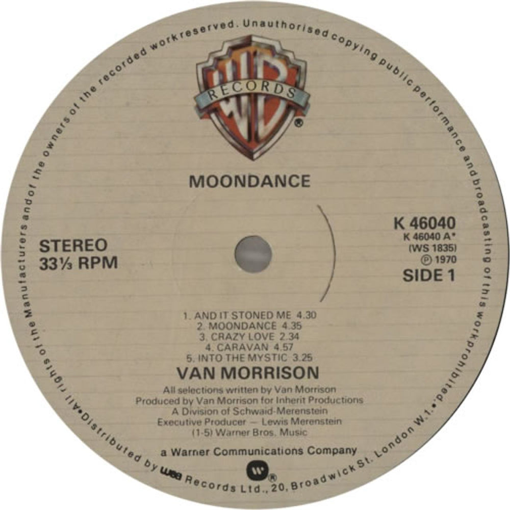 Van Morrison Moondance - 80s UK vinyl LP album (LP record) VMOLPMO531215