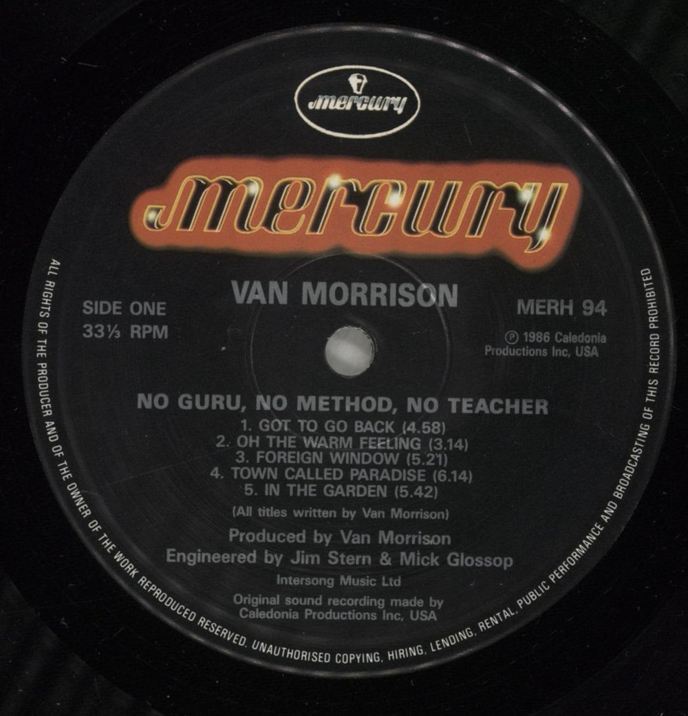 Van Morrison No Guru, No Method, No Teacher UK vinyl LP album (LP record) VMOLPNO210095