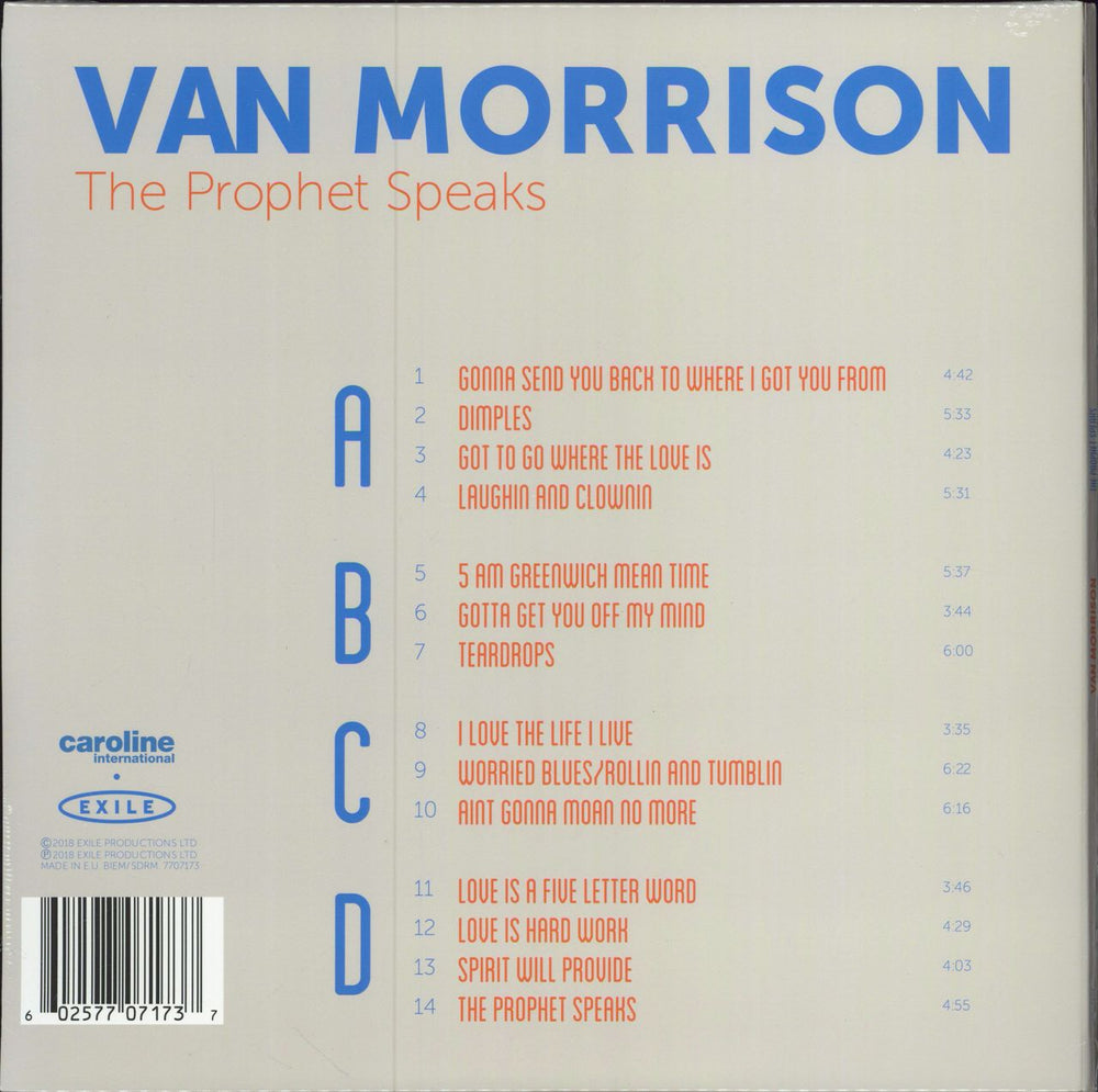 Van Morrison The Prophet Speaks - Sealed UK 2-LP vinyl record set (Double LP Album) 602577071737