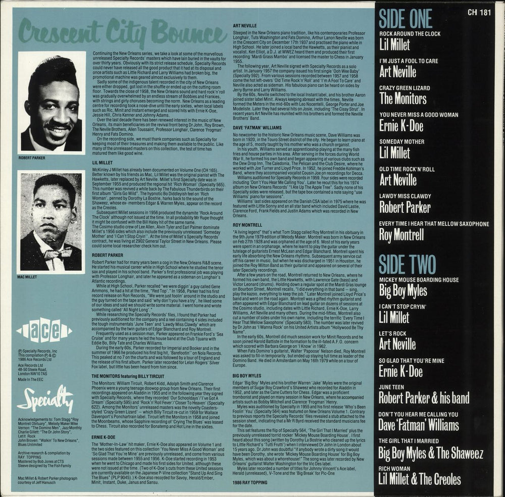 Various-50s/Rock & Roll/Rockabilly Crescent City Bounce - New Orleans Volume 2 UK vinyl LP album (LP record)