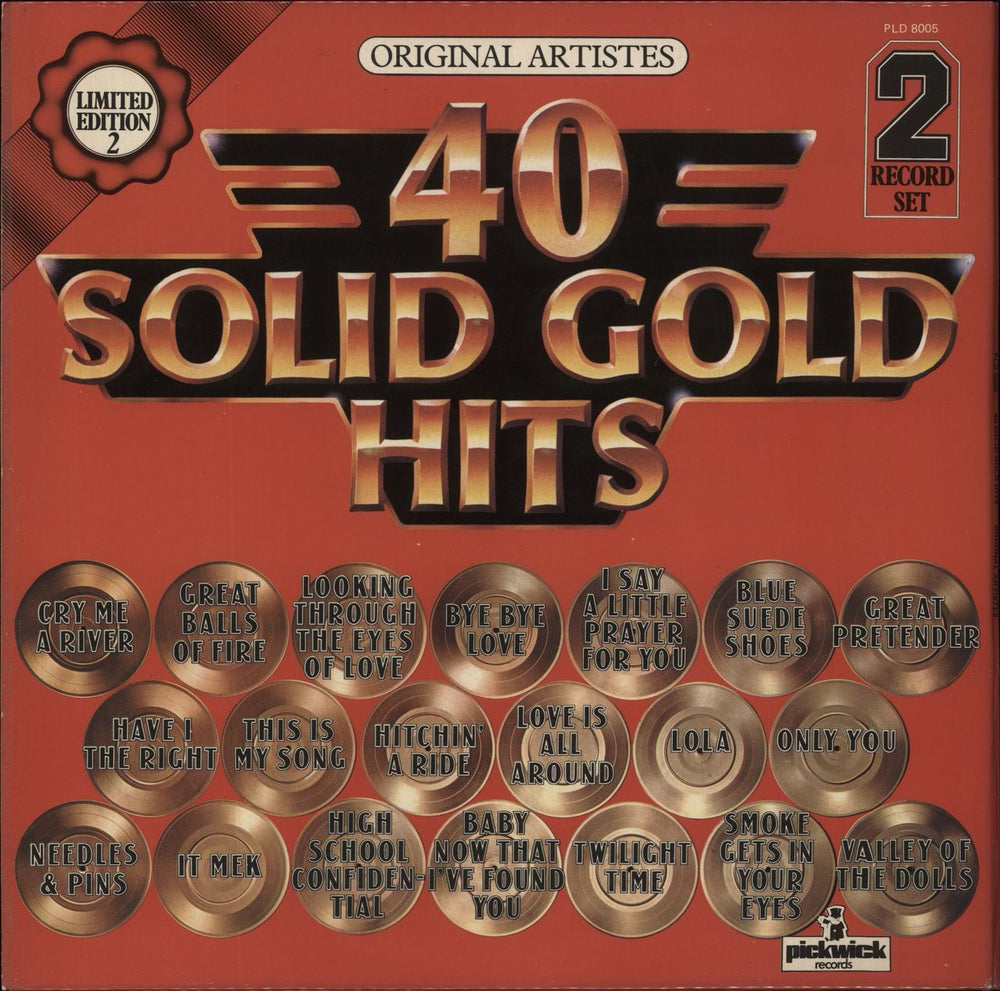 Various-60s & 70s 40 Solid Gold Hits UK 2-LP vinyl record set (Double LP Album)