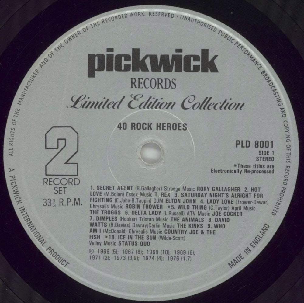 Various-60s & 70s Rock Heroes UK 2-LP vinyl record set (Double LP Album) SVA2LRO617394