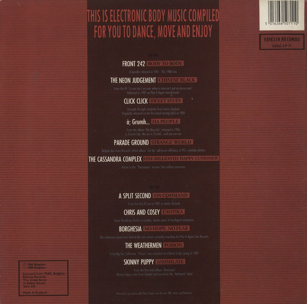 Various-Ambient & Electronica This Is Electronic Body Music UK vinyl LP album (LP record) 5016266507110