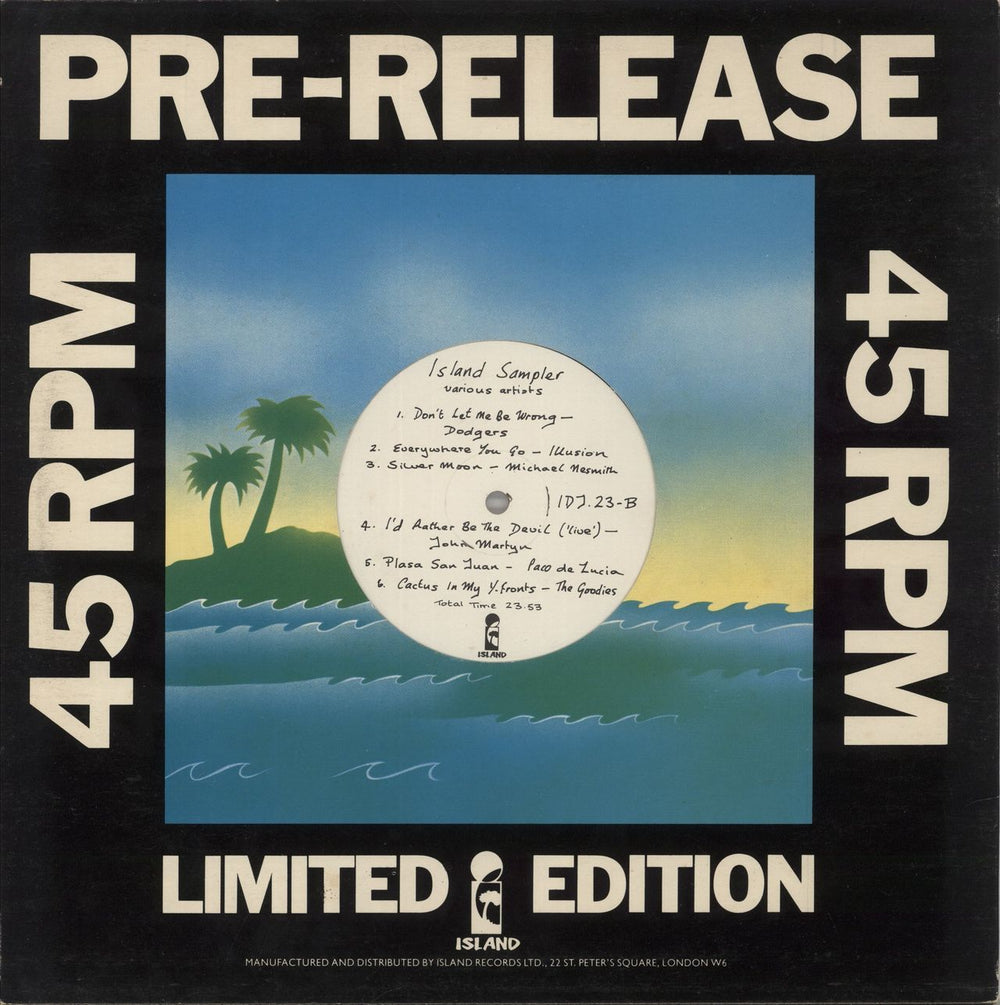 Various Artists Island Sampler - White Label UK vinyl LP album (LP record)