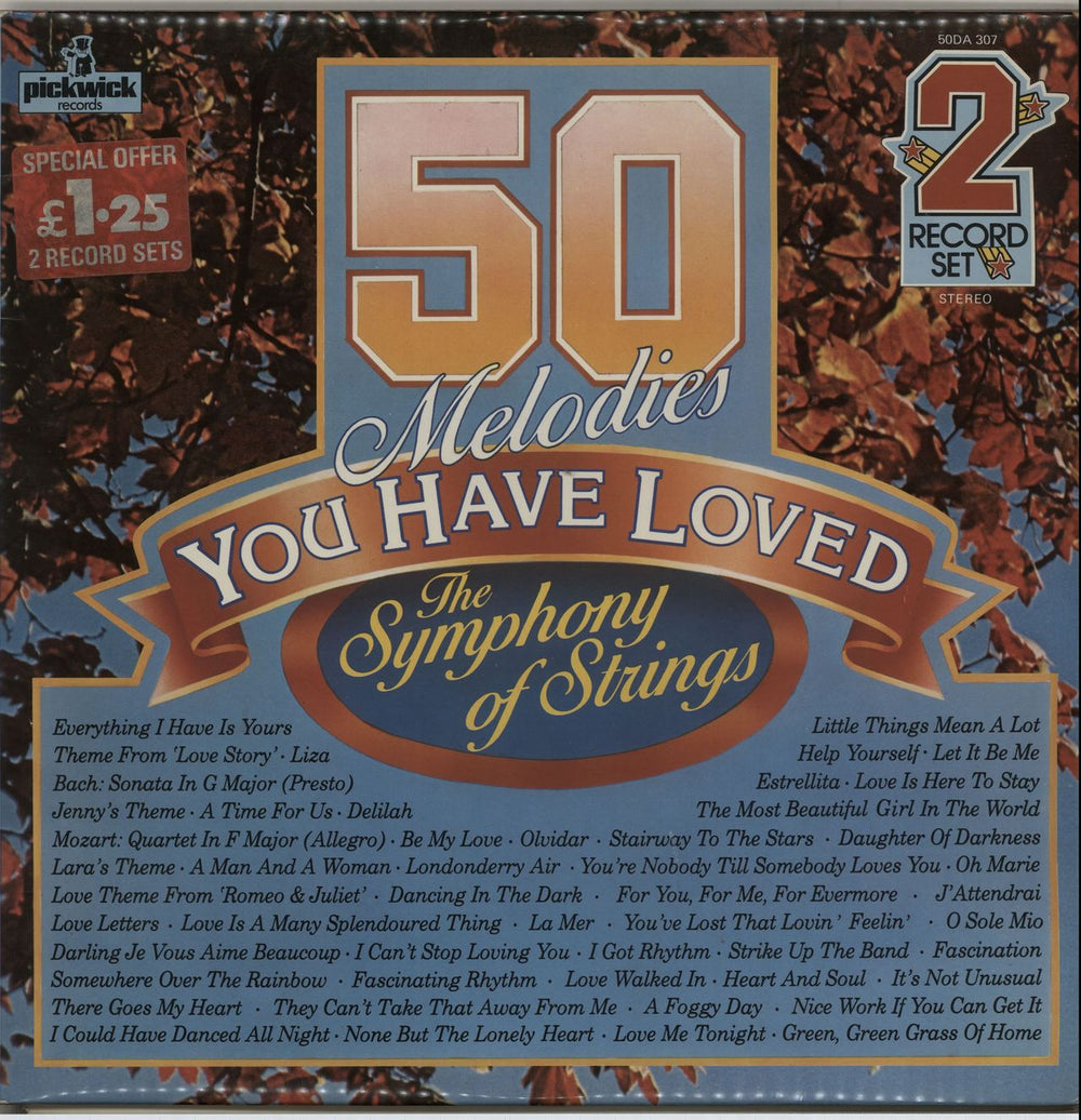 Various-Classical & Orchestral 50 Melodies You Have Loved - The Symphony Of Strings UK 2-LP vinyl record set (Double LP Album) 50DA307