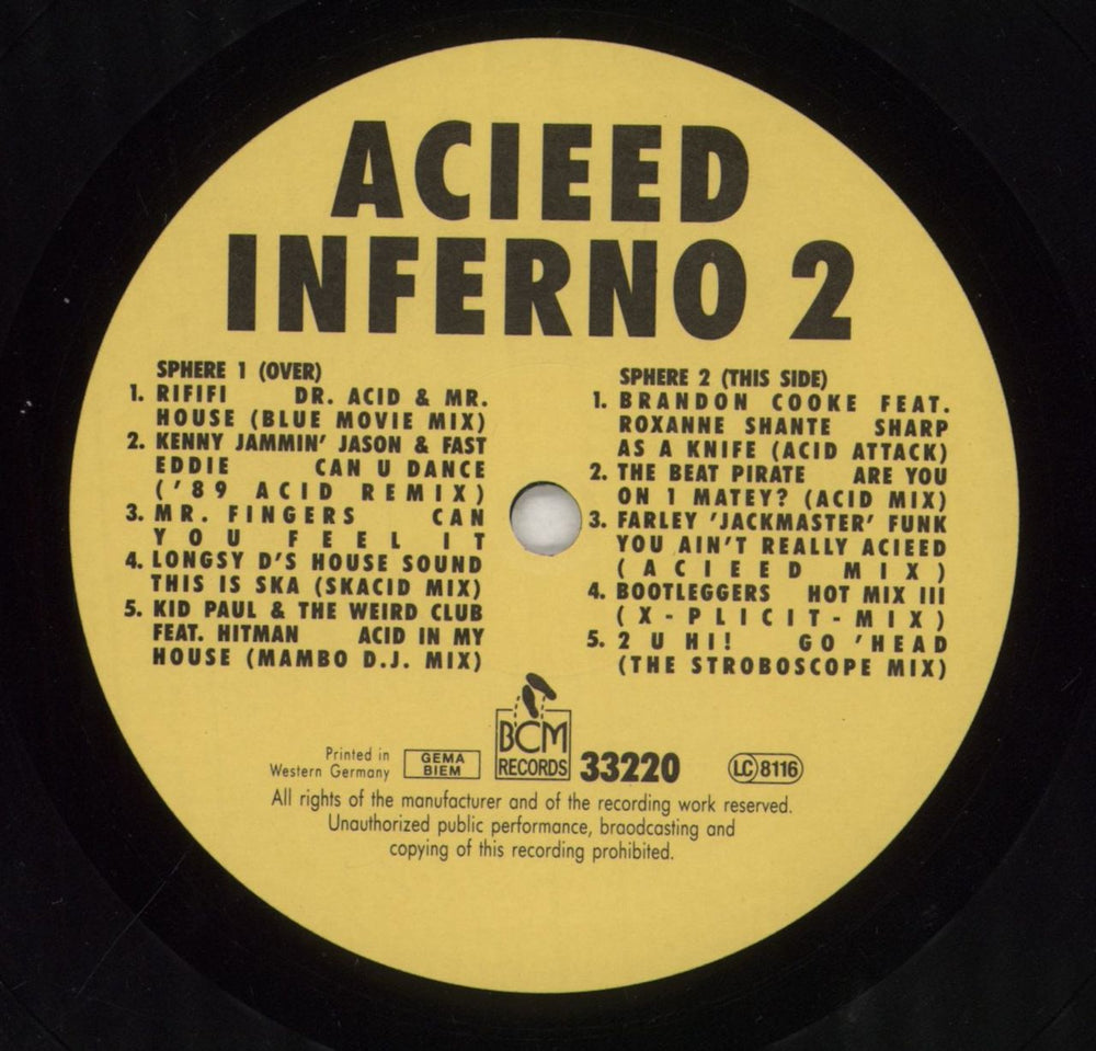 Various-Dance Acieed Inferno Volume 2 German vinyl LP album (LP record) D.VLPAC853964