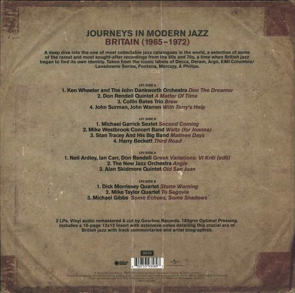 Various-Jazz Journeys In Modern Jazz: Britain UK 2-LP vinyl record set (Double LP Album) 600753935897