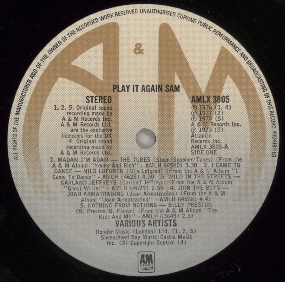 Various-Pop Play It Again Sam UK vinyl LP album (LP record) 7VALPPL294669