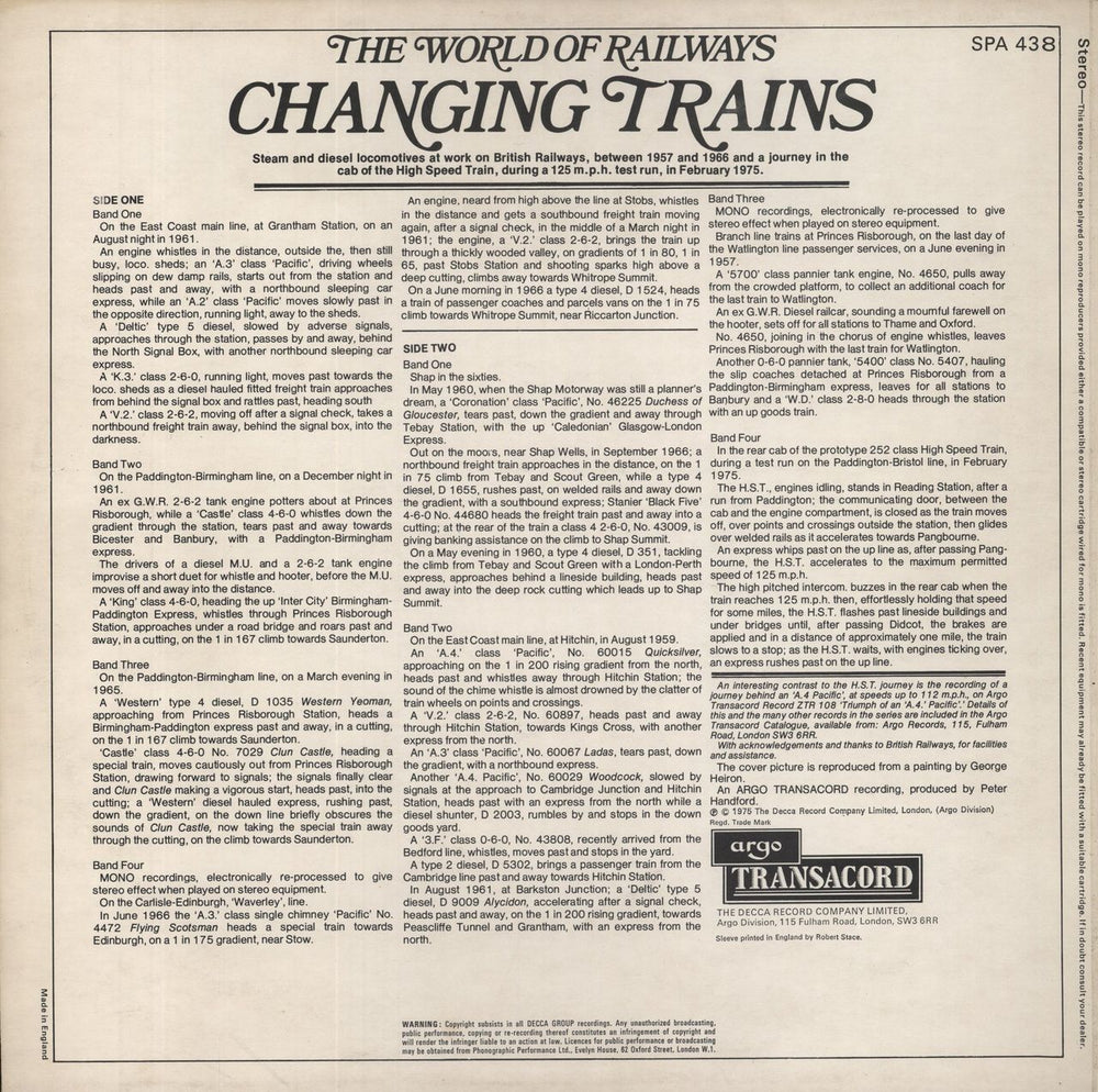 Various-Trains Changing Trains UK vinyl LP album (LP record)