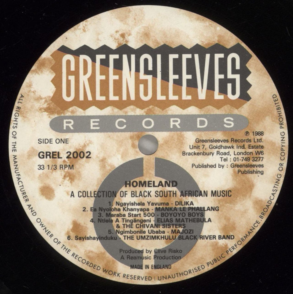 Various-World Music Homeland (A Collection Of Black South African Music) UK vinyl LP album (LP record) VRWLPHO876058