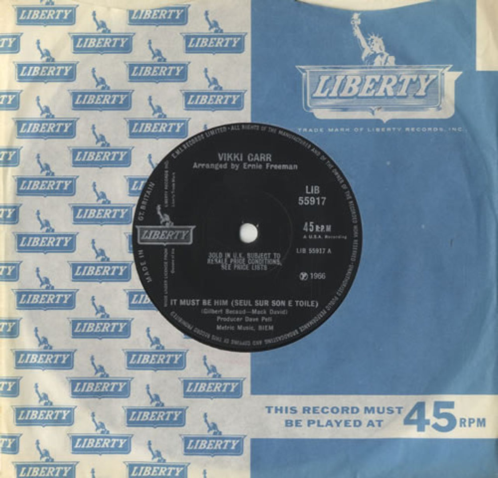 Vikki Carr It Must Be Him (Seul Sur Son E Toile) UK 7" vinyl single (7 inch record / 45) LIB55917