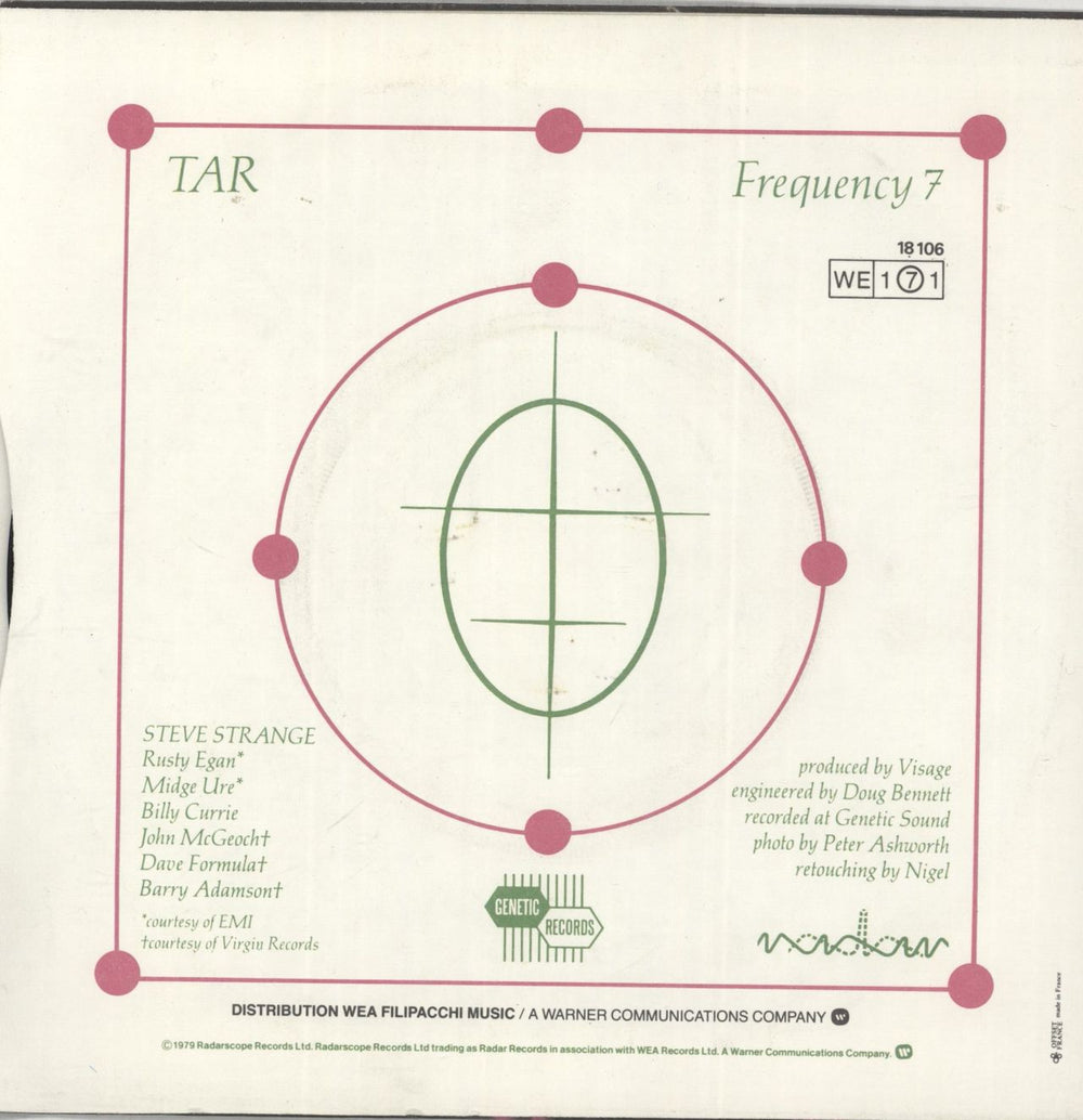 Visage Tar French 7" vinyl single (7 inch record / 45)