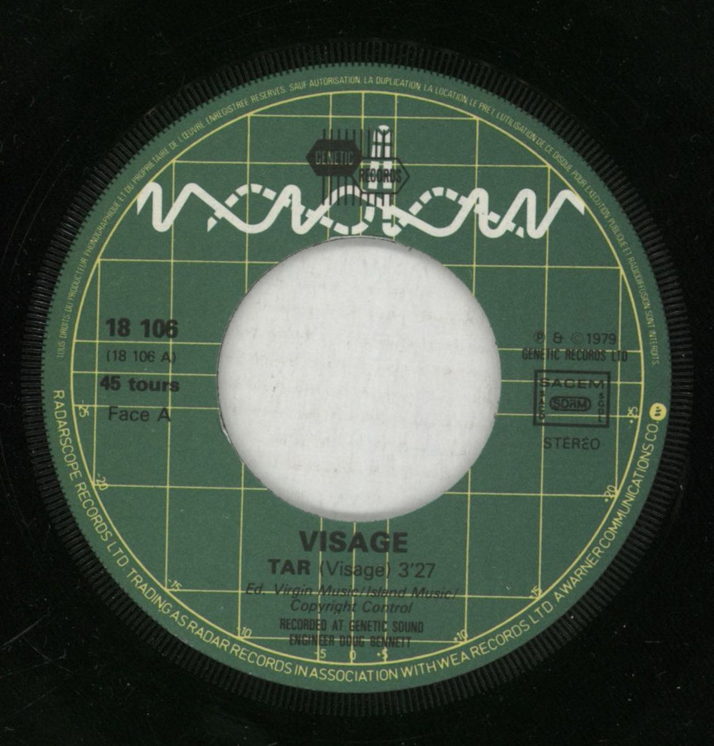 Visage Tar French 7" vinyl single (7 inch record / 45) VIS07TA78050
