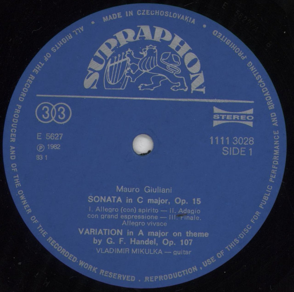 Vladimír Mikula Vladimír Mikulka Plays Sor And Giuliani Czech vinyl LP album (LP record) YLALPVL857083