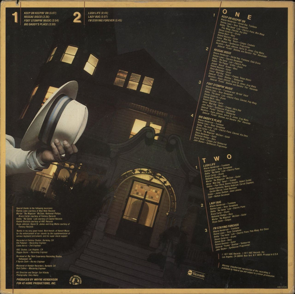 Wayne Henderson Big Daddy's Place US vinyl LP album (LP record)