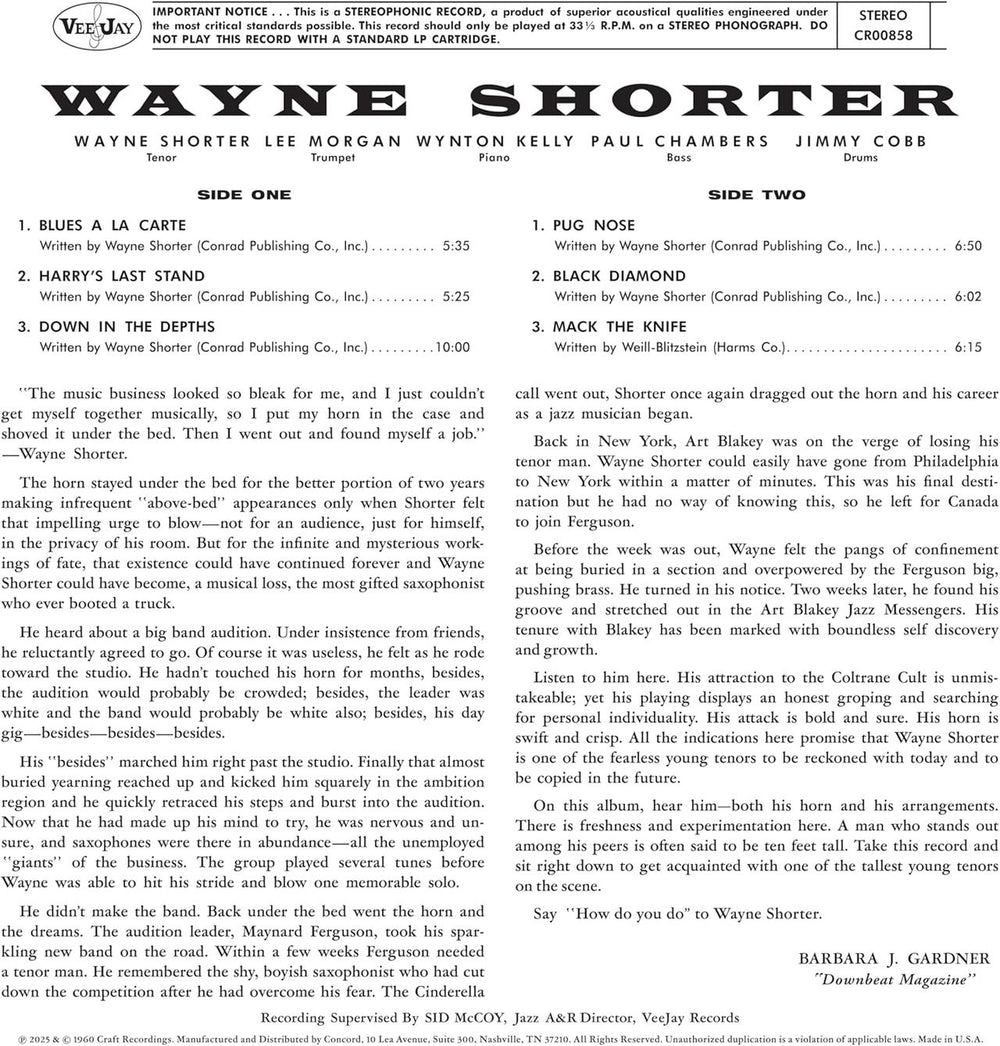 Wayne Shorter Introducing Wayne Shorter - Craft Original Jazz Classics Series 180 Gram - Sealed US vinyl LP album (LP record) 888072675650
