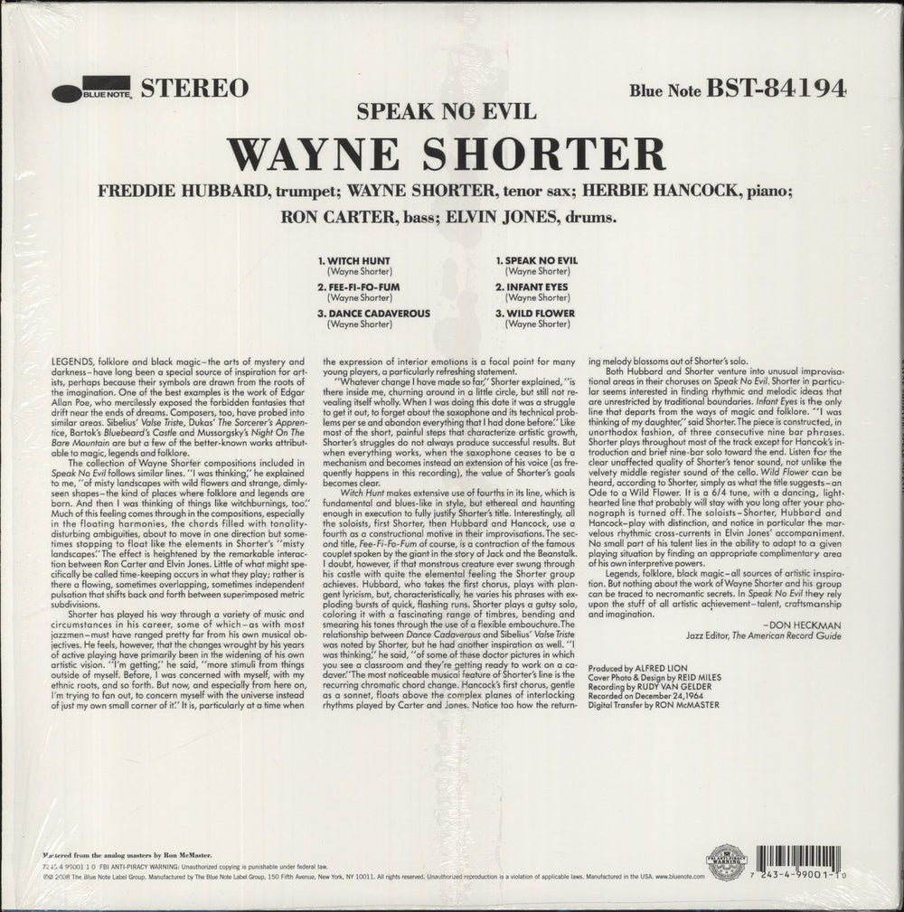 Wayne Shorter Speak No Evil - 180gm + CD US vinyl LP album (LP record) 724349900110