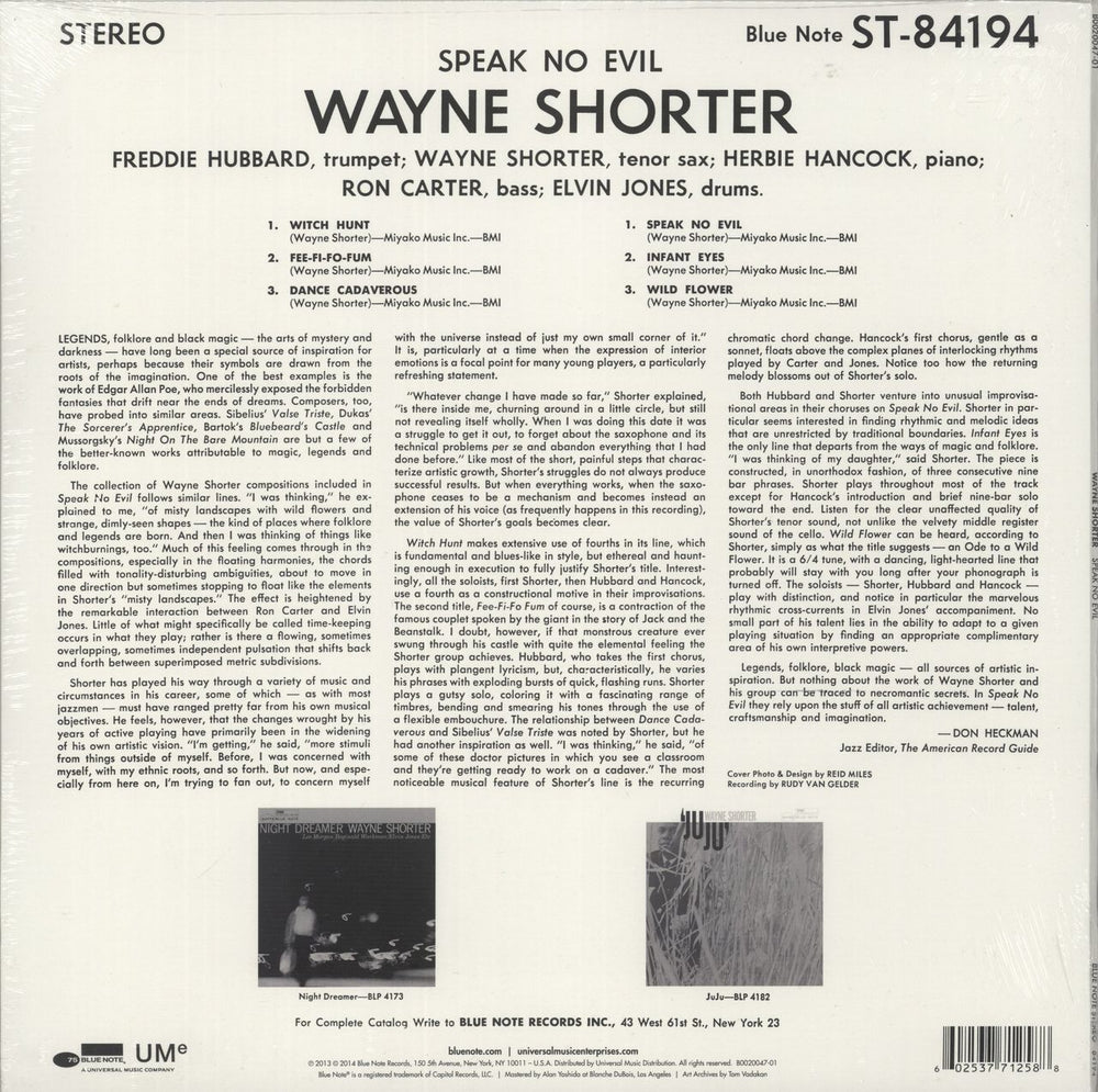 Wayne Shorter Speak No Evil - 180gm - Sealed French vinyl LP album (LP record) WYSLPSP868289
