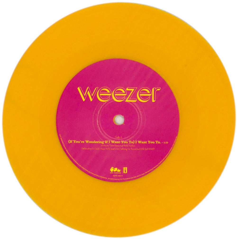 Weezer [If You're Wondering If I Want You To] I Want You To - Orange Vinyl US Promo 7" vinyl single (7 inch record / 45) WEE07IF865934