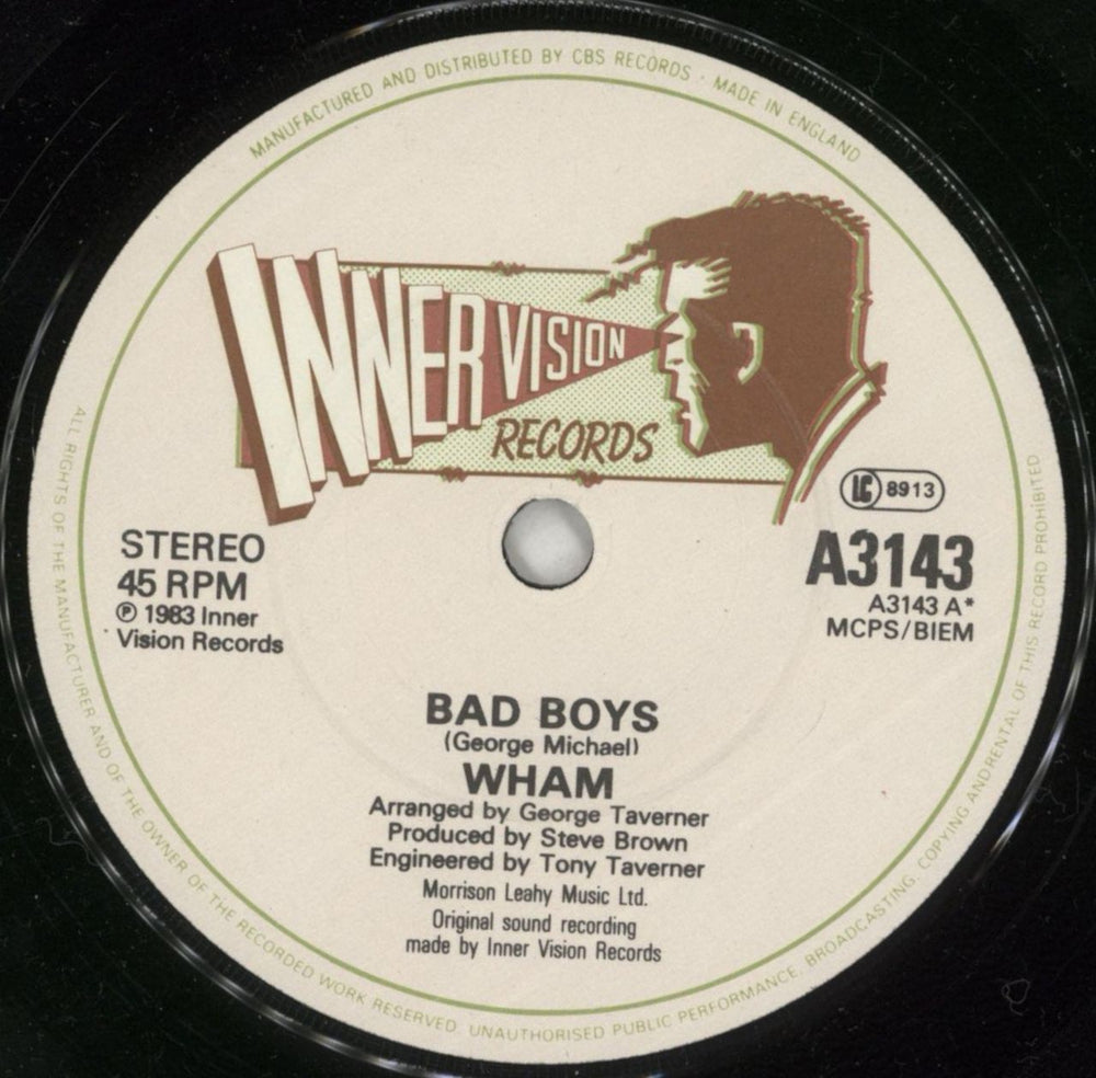 Wham Bad Boys UK 7" vinyl single (7 inch record / 45) WHA07BA457049