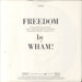 Wham Freedom - Picture Sleeve UK 7" vinyl single (7 inch record / 45)