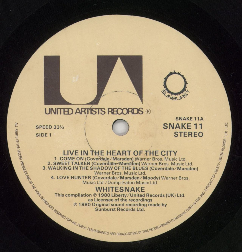 Whitesnake Live.... In The Heart Of The City - Complete - EX UK 2-LP vinyl record set (Double LP Album) WHI2LLI697326