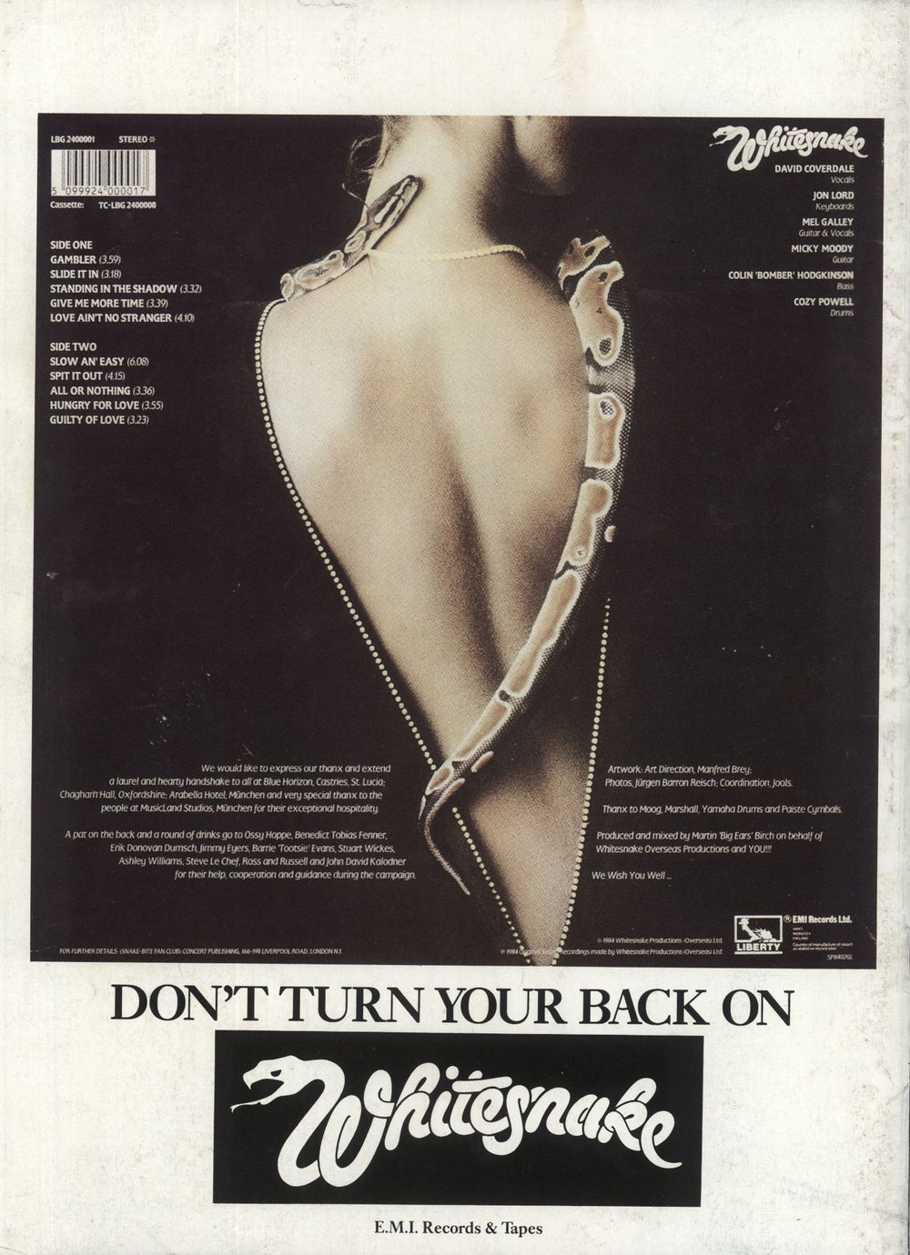 Whitesnake Slide It In - 1984 - EX + Ticket UK tour programme