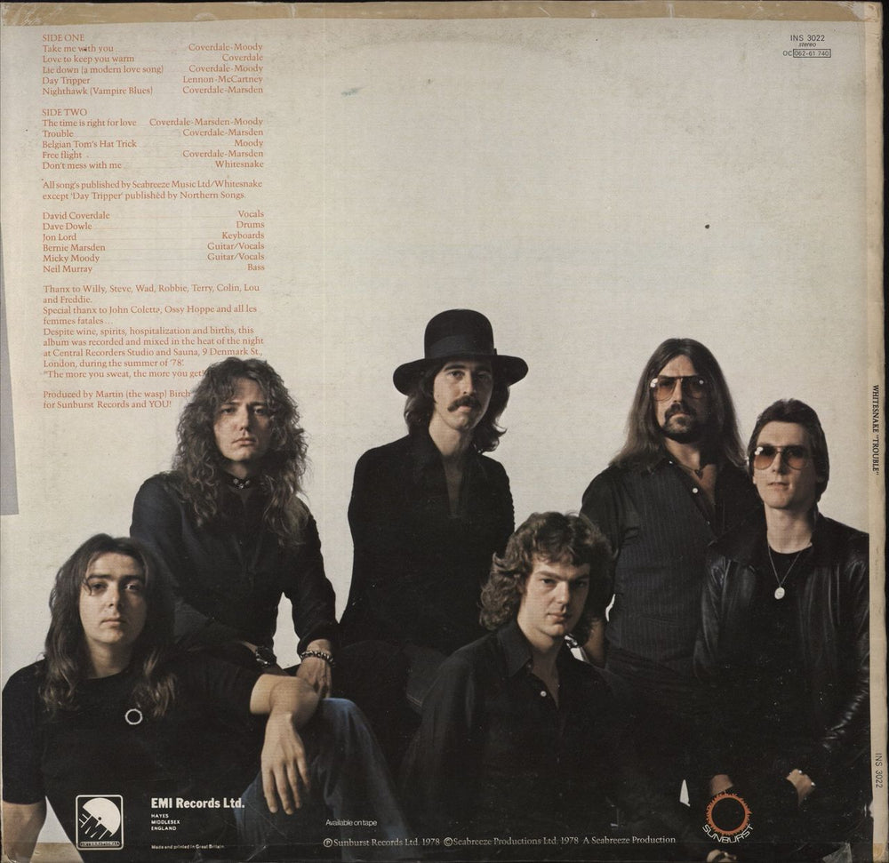 Whitesnake Trouble - White Label Test Pressing & Proof Sleeve UK vinyl LP album (LP record)