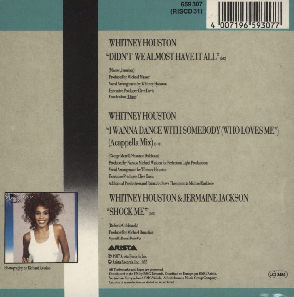 Whitney Houston Didn't We Almost Have It All German CD single (CD5 / 5") 4007196593077