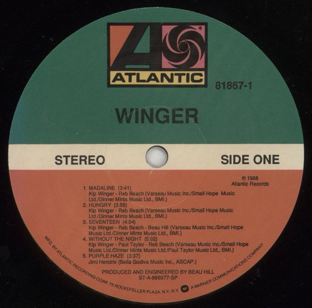 Winger Winger - EX US vinyl LP album (LP record) WNGLPWI874832