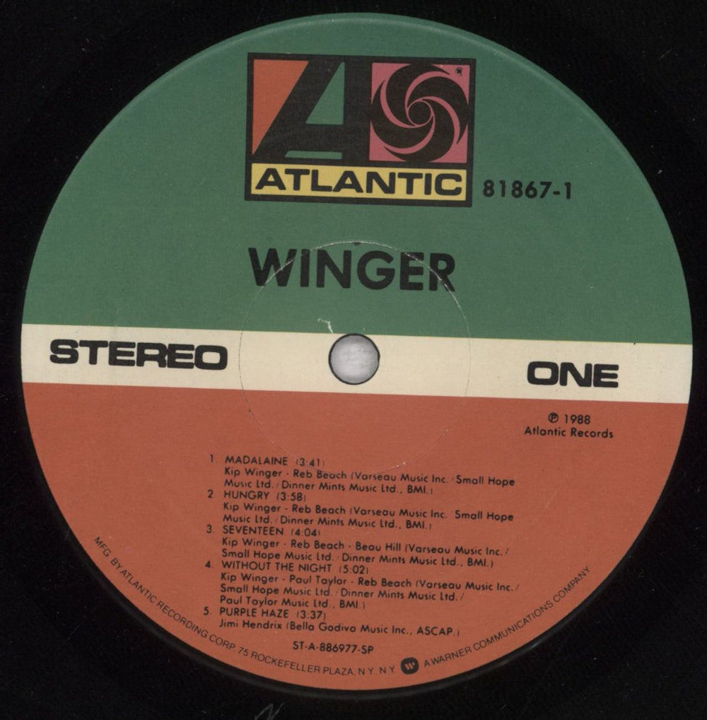 Winger Winger - VG US vinyl LP album (LP record) WNGLPWI845180