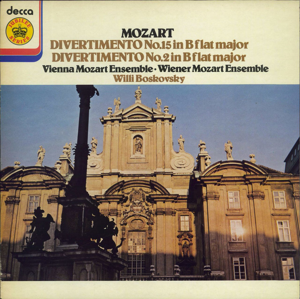 Wolfgang Amadeus Mozart Divertimento No 2 & 15 UK vinyl LP album (LP record) JB90