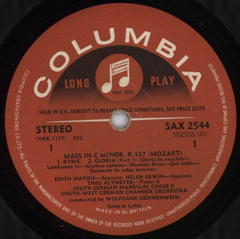 Wolfgang Amadeus Mozart Mass in C minor, K.427 UK vinyl LP album (LP record) WZMLPMA835726