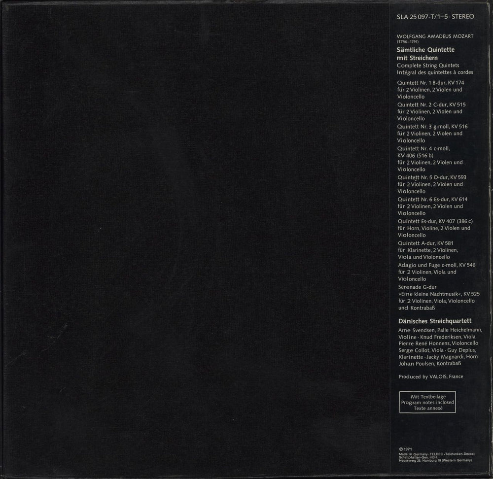 Wolfgang Amadeus Mozart The Complete String Quintets German Vinyl Box Set