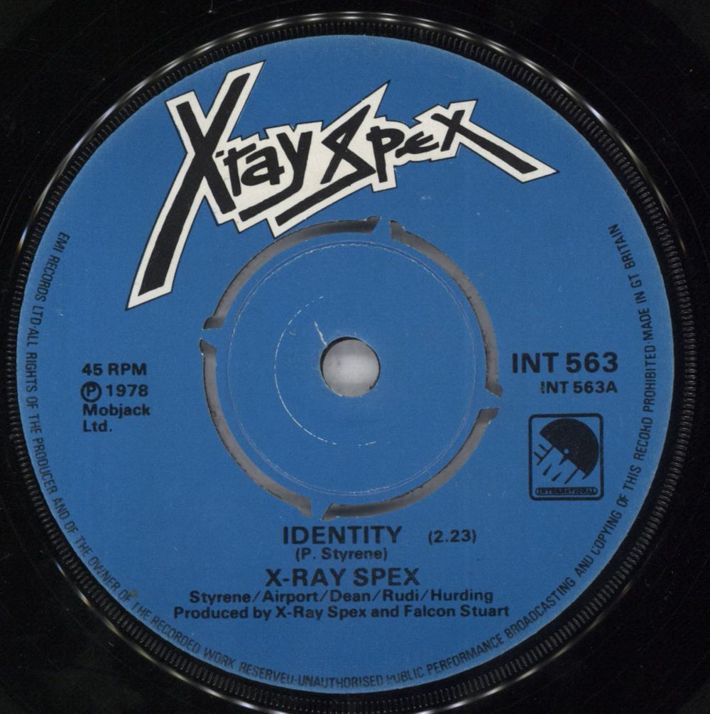 X-Ray Spex Identity UK 7" vinyl single (7 inch record / 45) INT563