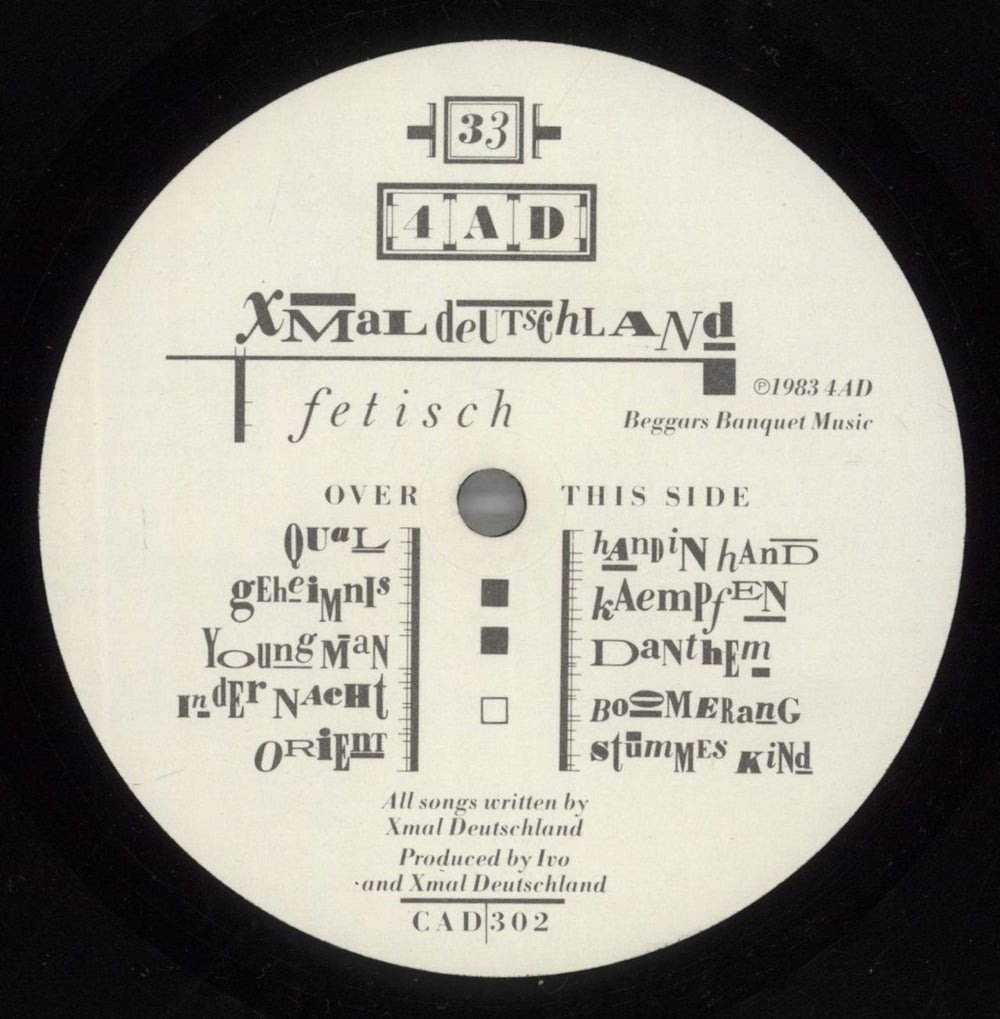 Xmal Deutschland Fetisch UK vinyl LP album (LP record) XMDLPFE129171