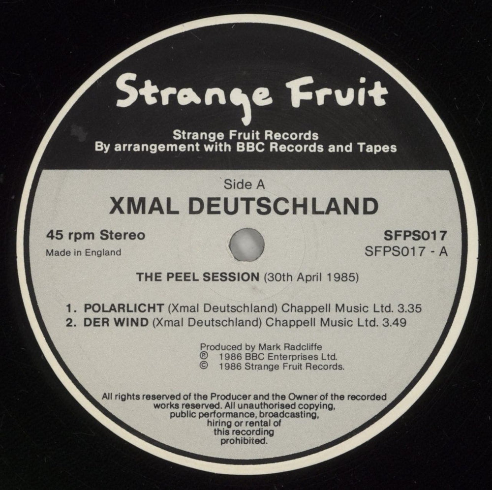 Xmal Deutschland Peel Session UK 12" vinyl single (12 inch record / Maxi-single) XMD12PE131975