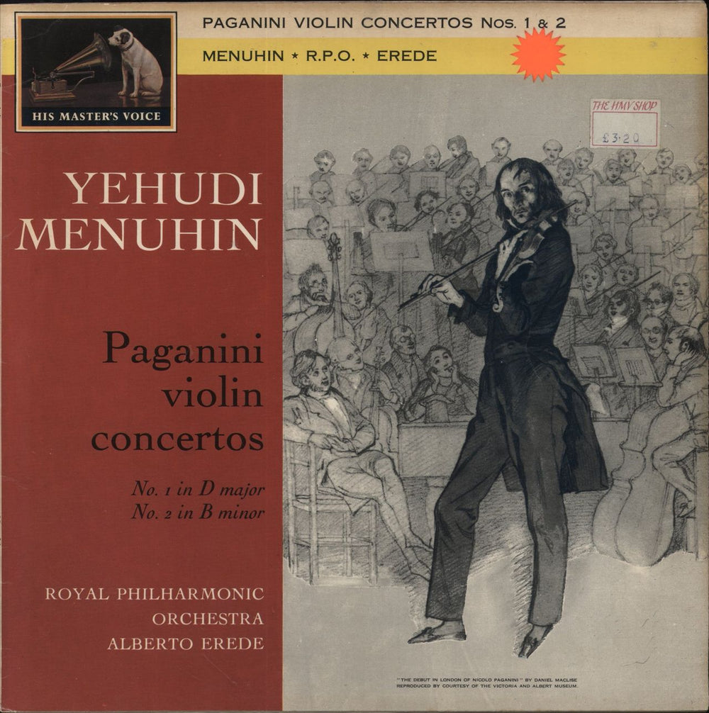 Yehudi Menuhin Paganini - Violin Concertos Nos 1 & 2 - Black & White Stamp UK vinyl LP album (LP record) ASD440