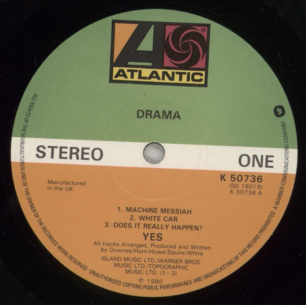 Yes Drama UK vinyl LP album (LP record) YESLPDR788152