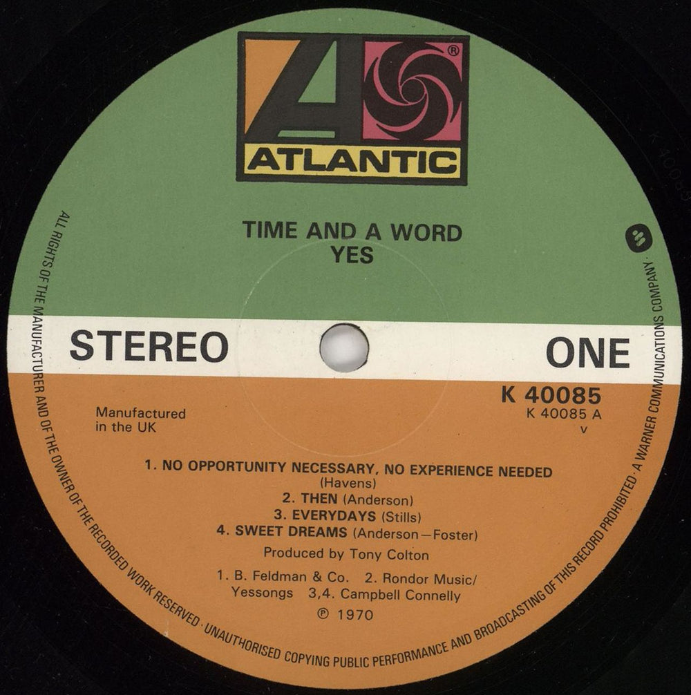 Yes Time And A Word - 3rd UK vinyl LP album (LP record) YESLPTI656604