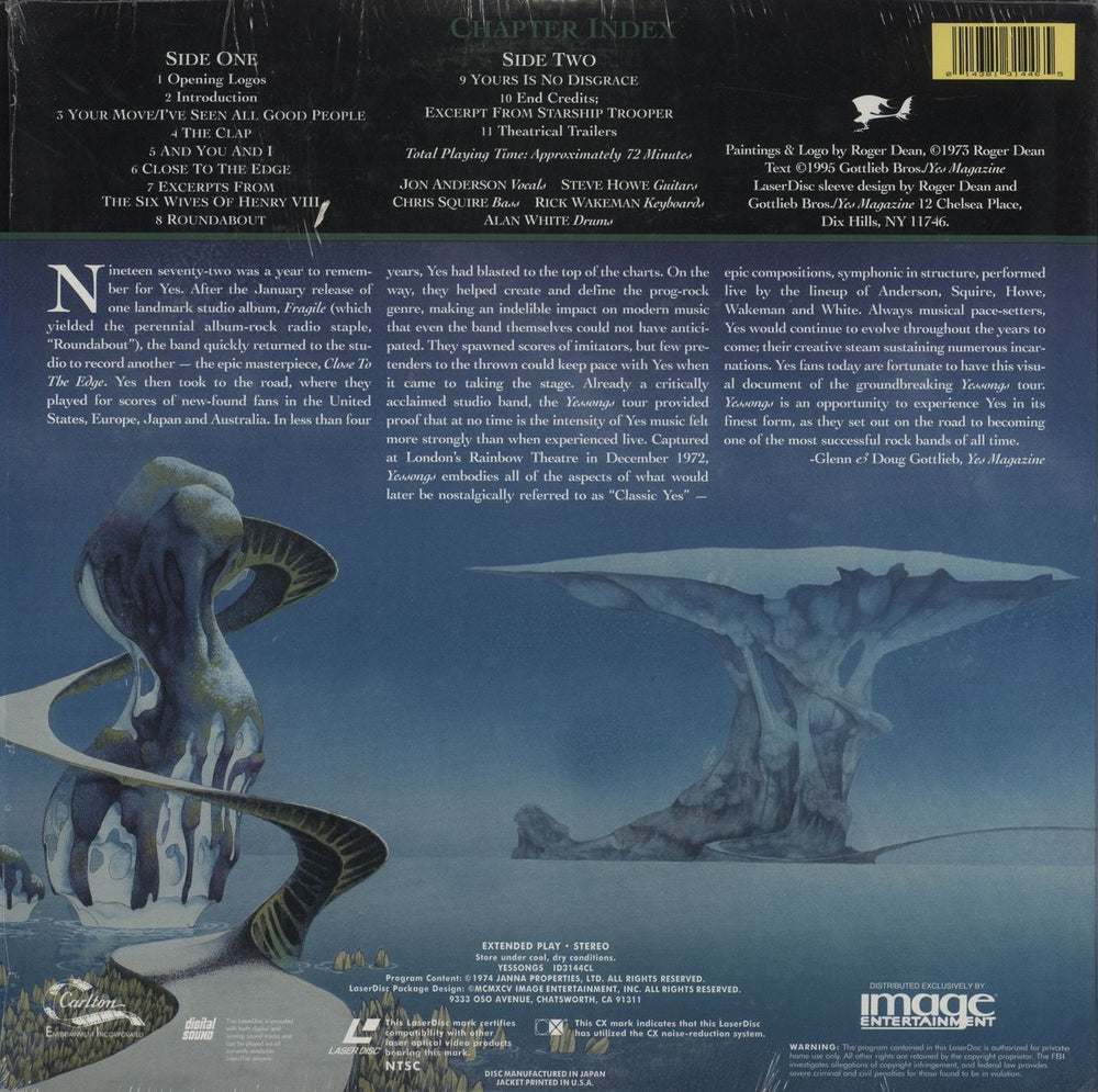 Yes Yessongs US laserdisc / lazerdisc 014381314465