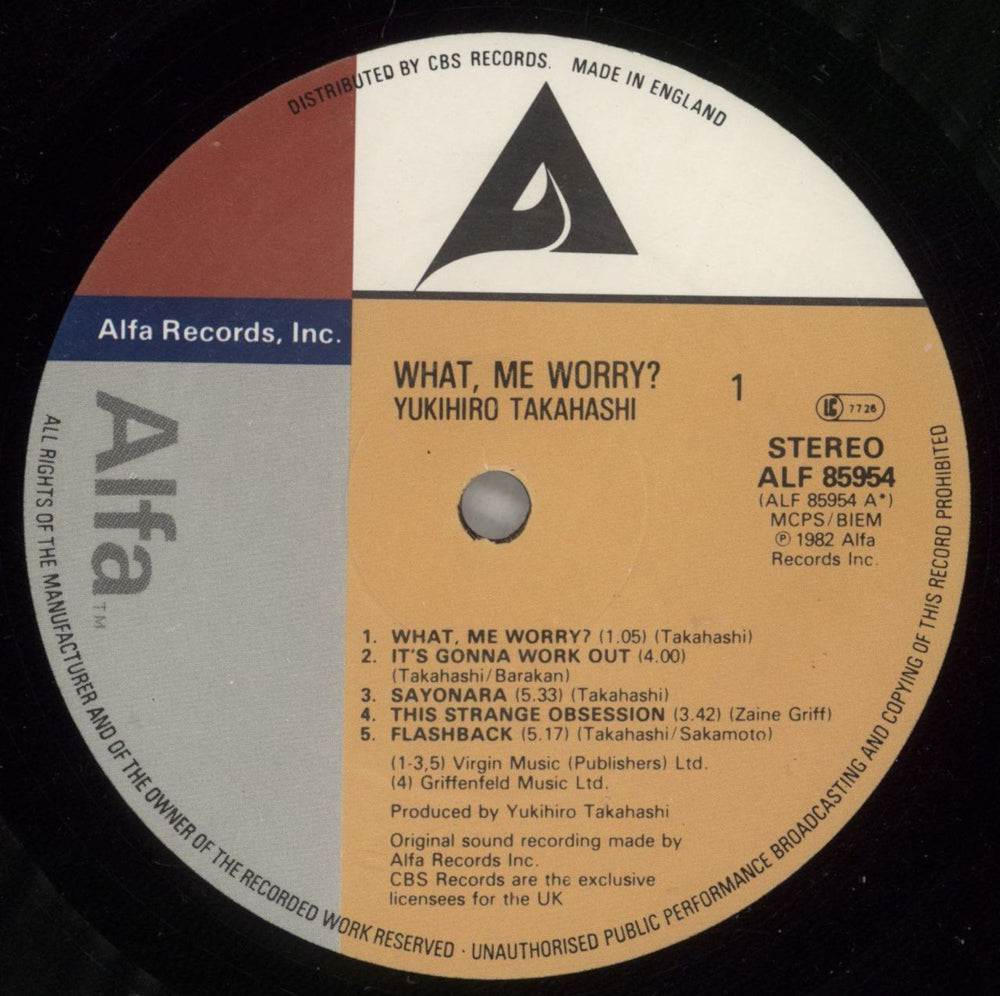 Yukihiro Takahashi What Me Worry? UK vinyl LP album (LP record) YUKLPWH62999